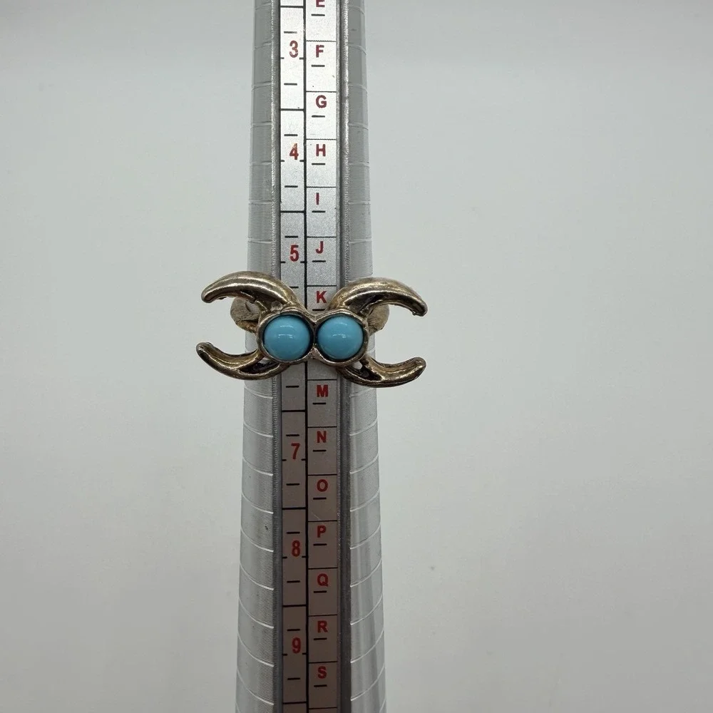 Three Southwestern Native American Turquoise Silver Rings Size 6 Vintage Rings